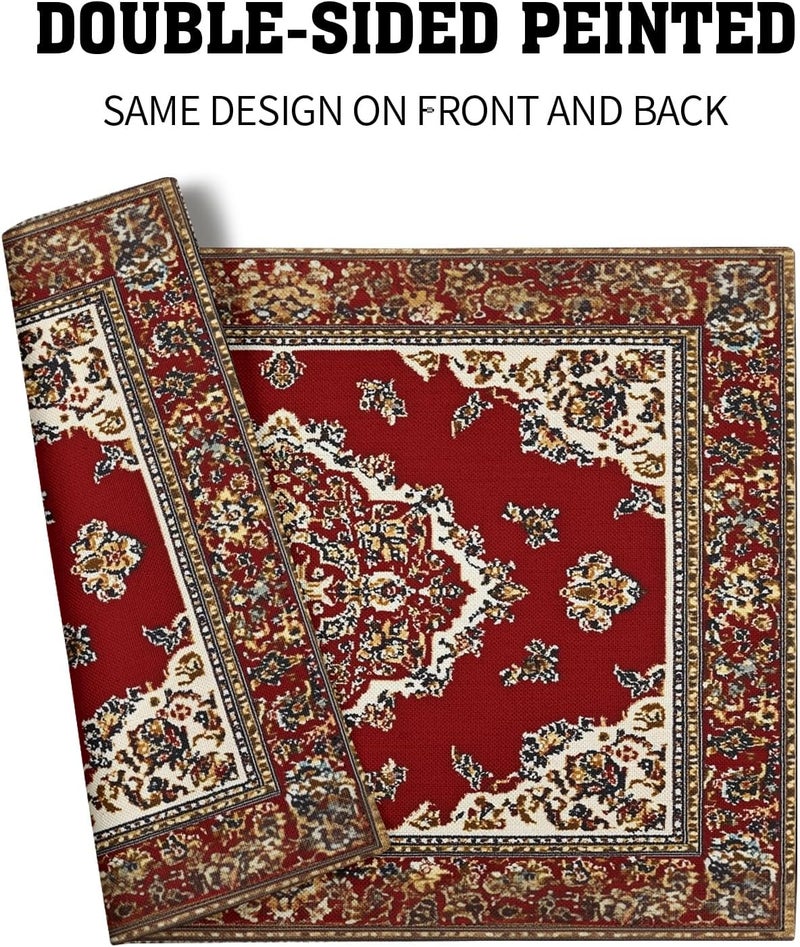 Giwawa 12x18 Ethnic Boho Placemats Set of 4 Antique Tribal Rustic Red Floral Table Mats Farmhouse Carpet Stain Resistant Washable Linen Place Mat for Kitchen Dining Picnic Party Decor - Image 5