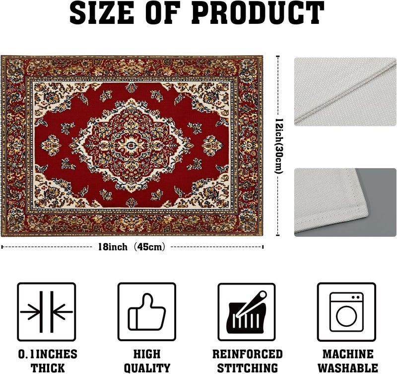 Giwawa 12x18 Ethnic Boho Placemats Set of 4 Antique Tribal Rustic Red Floral Table Mats Farmhouse Carpet Stain Resistant Washable Linen Place Mat for Kitchen Dining Picnic Party Decor - Image 4
