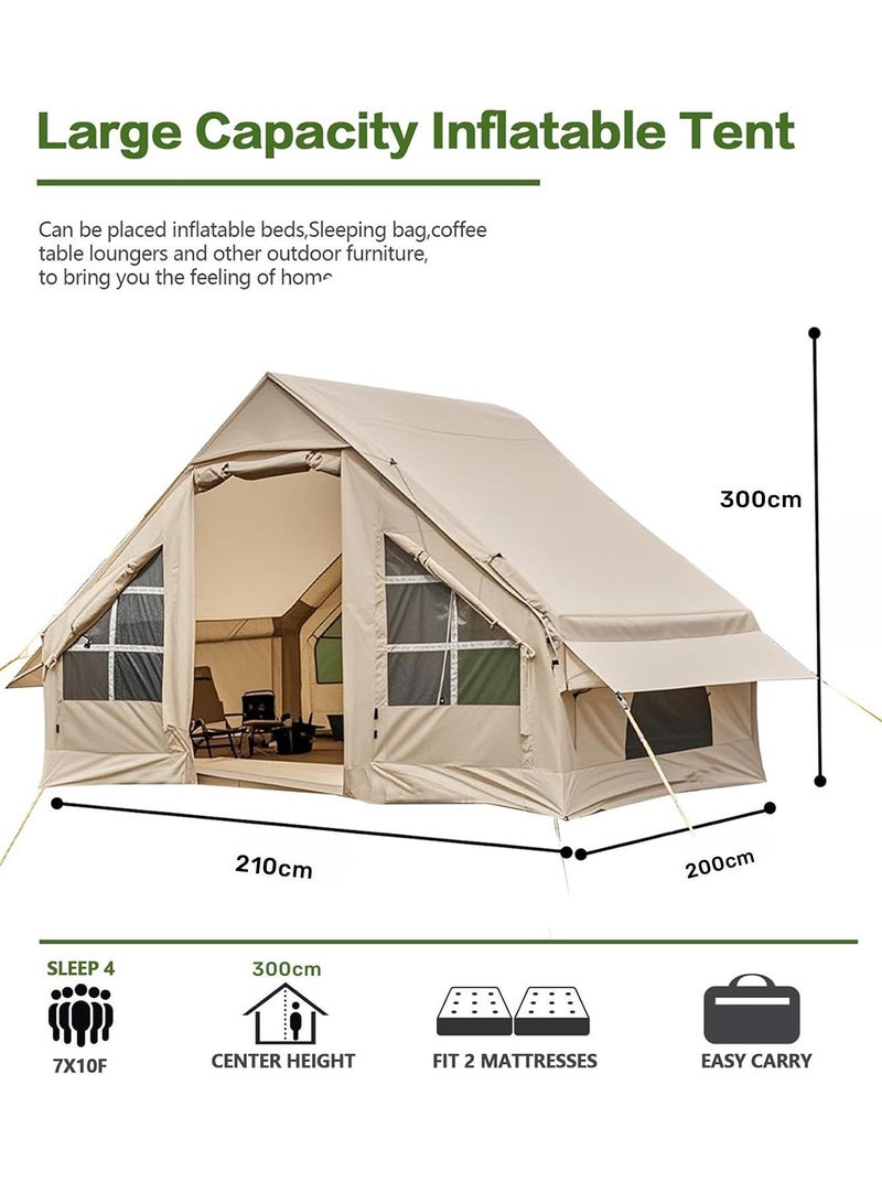 Jourvent Large Inflatable Camping Tents for 6 to 8 Persons Air Glamping Tent  Oxford Waterproof and Windproof Blow up Cabin Tents with Pump Easy Setup for 4 Seasons Mesh and Chimney Window - Image 5
