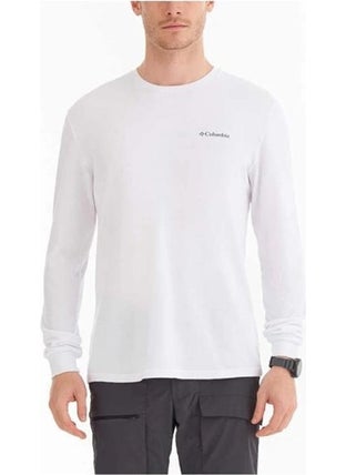 Columbia Csc M Basic Sm Logo Ls Tee White Men's T-Shirt CS0354-100  - Image 1