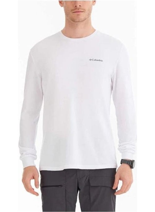 Columbia Csc M Basic Sm Logo Ls Tee White Men's T-Shirt CS0354-100  - Image 1