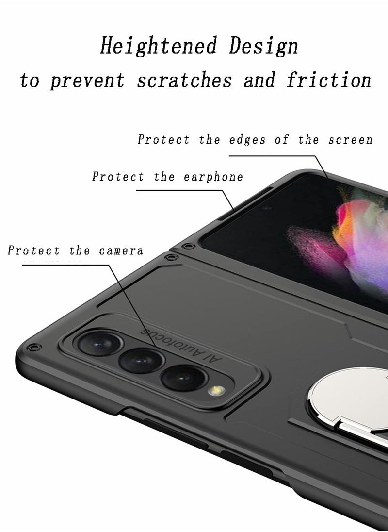 Excefore Samsung Z Fold 3 Case Cover with 360 Degree Rotating Ring Holder