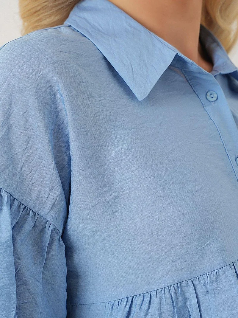 BIG DART BDART Loose-Fit Cropped Button-Up Shirt with Shirt Collar