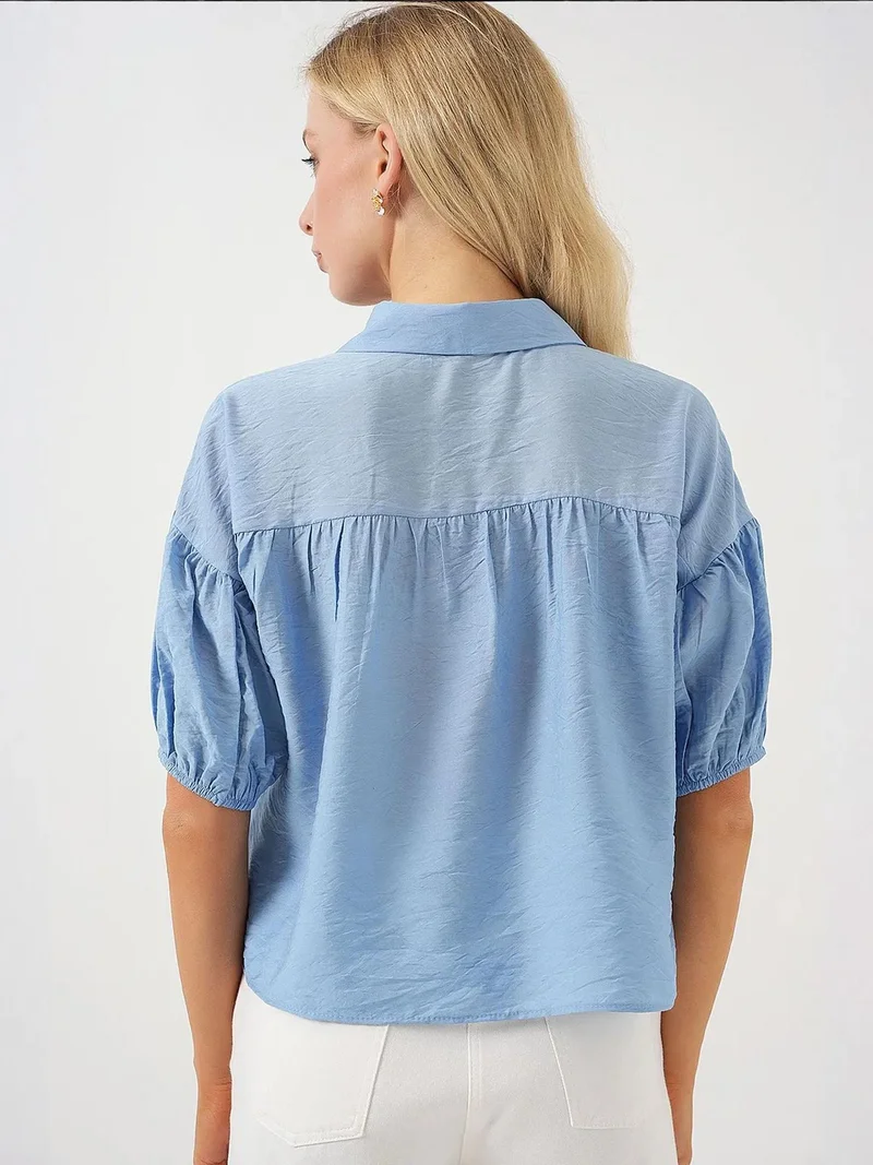 BIG DART BDART Loose-Fit Cropped Button-Up Shirt with Shirt Collar