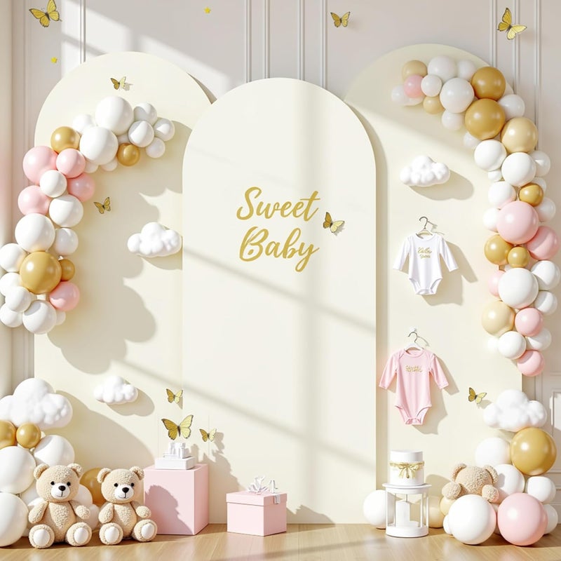 Suppromo Ivory Arch Covers 3 Set - 6FT, 6.6FT, 7.2FT Ivory Arch Backdrop Cover Spandex Wedding Arch Stand Covers for Bridal Shower Wedding Baby Shower Birthday Party Banquet Photo Background Decorations - Image 3