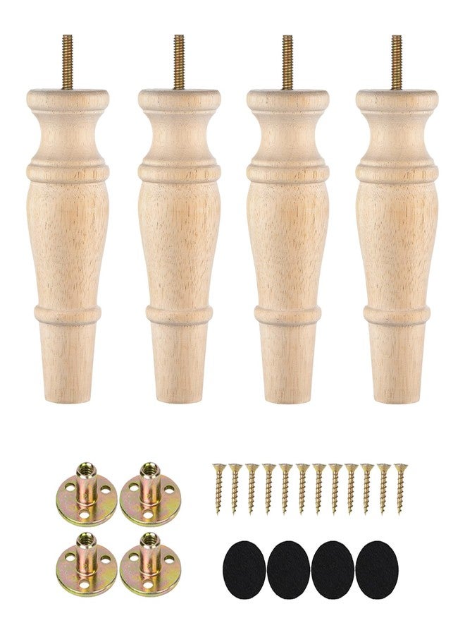 Michanco Wooden Furniture Legs 6 Inch Set of 4 Unfinished Replacement Legs for Chair Ottoman Cabinet Dresser M8 Bolt - Image 2