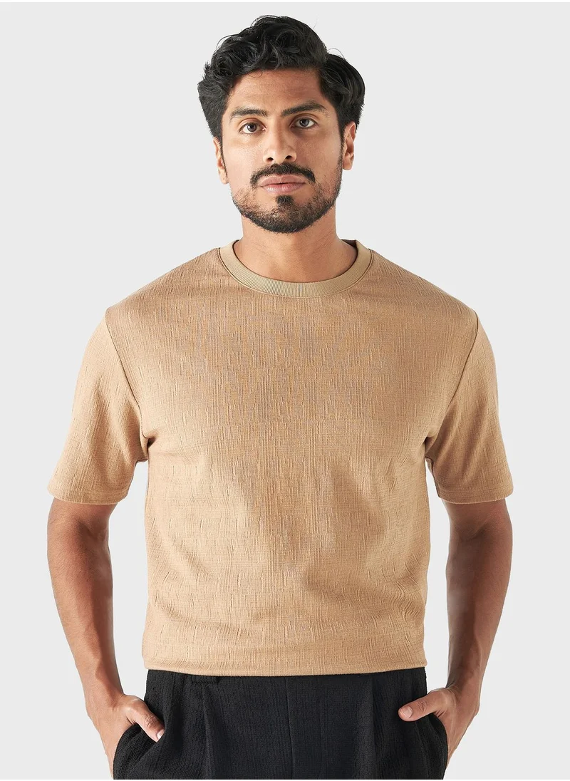 ايكونيك Textured Crew Neck T-Shirt