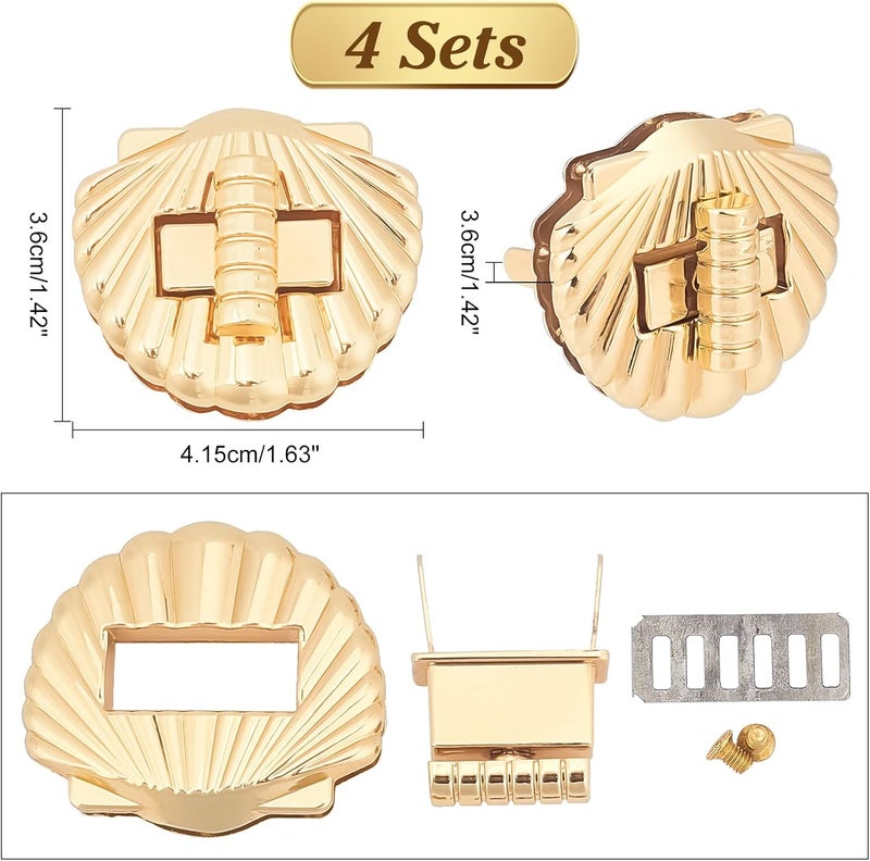 كلاراكو مجموعة من 4 مشابك قفل محفظة من كلاركو، ومزالج إغلاق المحفظة، وقفل ملتوي على شكل صدفة، وقابض معدني، ومشبك حقيبة ... - Image 3
