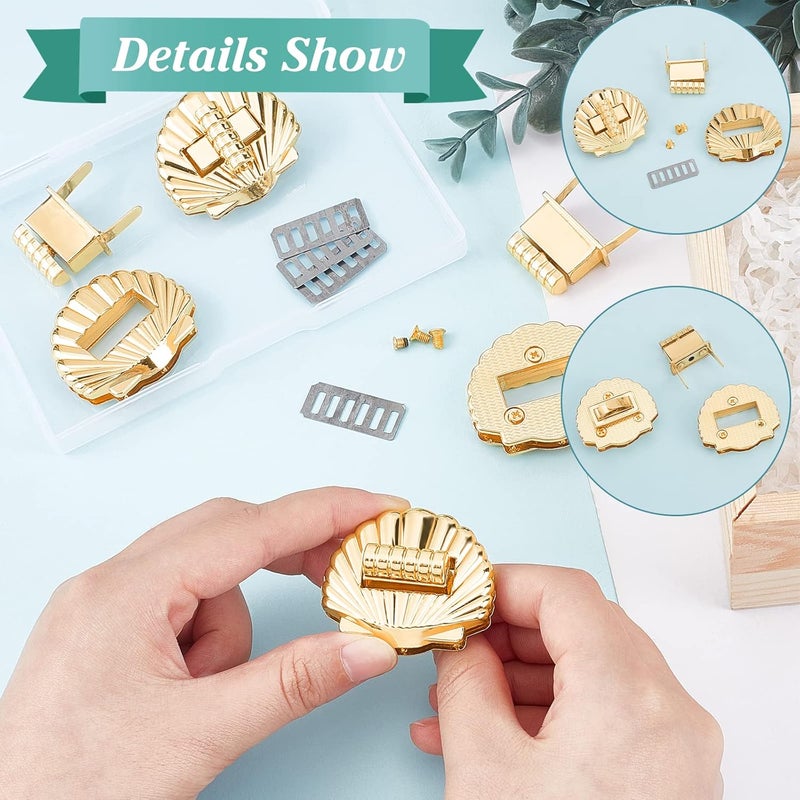 كلاراكو مجموعة من 4 مشابك قفل محفظة من كلاركو، ومزالج إغلاق المحفظة، وقفل ملتوي على شكل صدفة، وقابض معدني، ومشبك حقيبة ... - Image 2