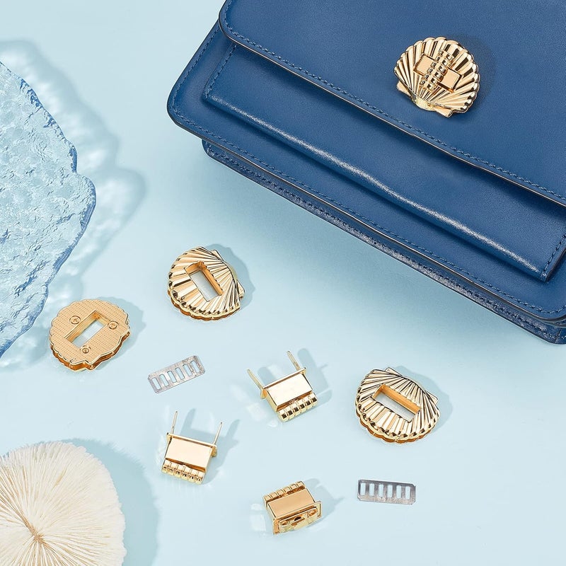 كلاراكو مجموعة من 4 مشابك قفل محفظة من كلاركو، ومزالج إغلاق المحفظة، وقفل ملتوي على شكل صدفة، وقابض معدني، ومشبك حقيبة ... - Image 5