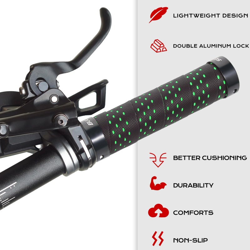 BUCKLOS Double Lock on Handlebar Grips - Mountain Bike MTB Handle Bar Soft Non-Slip Bicycle Rubber Handle bar Grip for MTB, BMX, Scooter, Beach Cruiser, Folding Bike - Image 2