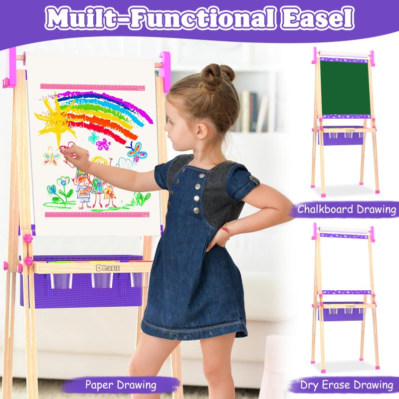 Doselie Art Easel for Kids 4-8,Kids Easel with Paper Roll and Art Supplies,Toddler Toys Ages for 5-7,Toddler Drawing Board Learning Eductional Toys for 4 5 6 7 8 Year Old Boy Girls Birthdays Gifts - Image 2