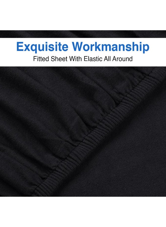 Lavish Touch Threadcount Flannel Fitted Bottom Sheet 100% Cotton- Double Brushed Flannel -170 GSM Heavyweight,Deep Pockets, Pre-Shrunk & Anti-Pill, All Around Elastic -  (Queen , Black ) - Image 4