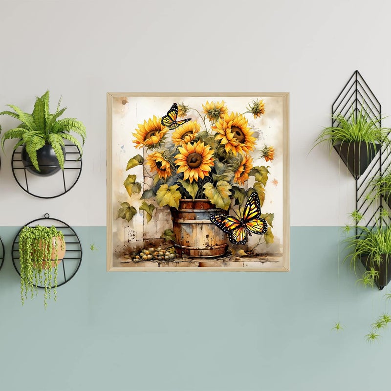 igoodom Diamond Art Kits for Adults, Sunflowers Diamond Art Kits, Full Drill Round Sunflowers Butterfly Diamond Painting Kits, DIY Gem Art and Crafts for Home Wall Decor Gift 14x14inch - Image 4