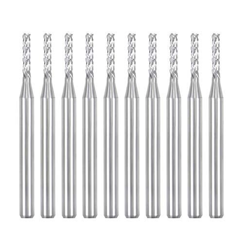 Nxtop 10Pcs 1.7mm Carbide End Mill Engraving Milling Cutter CNC Router Bits for PCB Machine, 1/8" Shank - Image 1