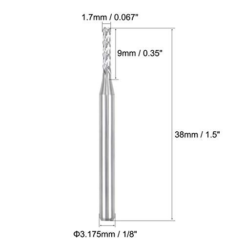 Nxtop 10Pcs 1.7mm Carbide End Mill Engraving Milling Cutter CNC Router Bits for PCB Machine, 1/8" Shank - Image 2