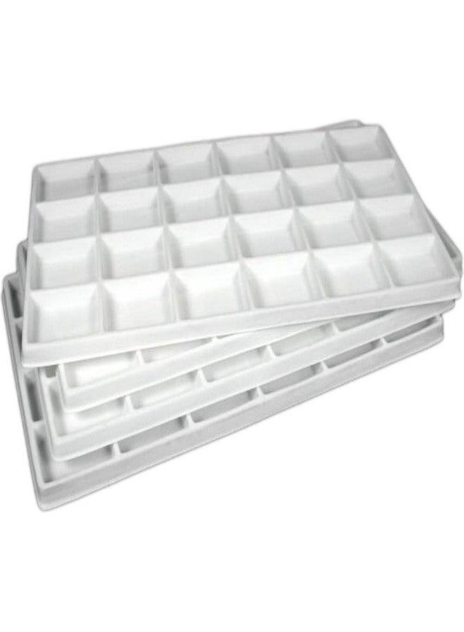 FindingKing 4 Jewelry Displays 24 Slot White Flocked Craft Parts