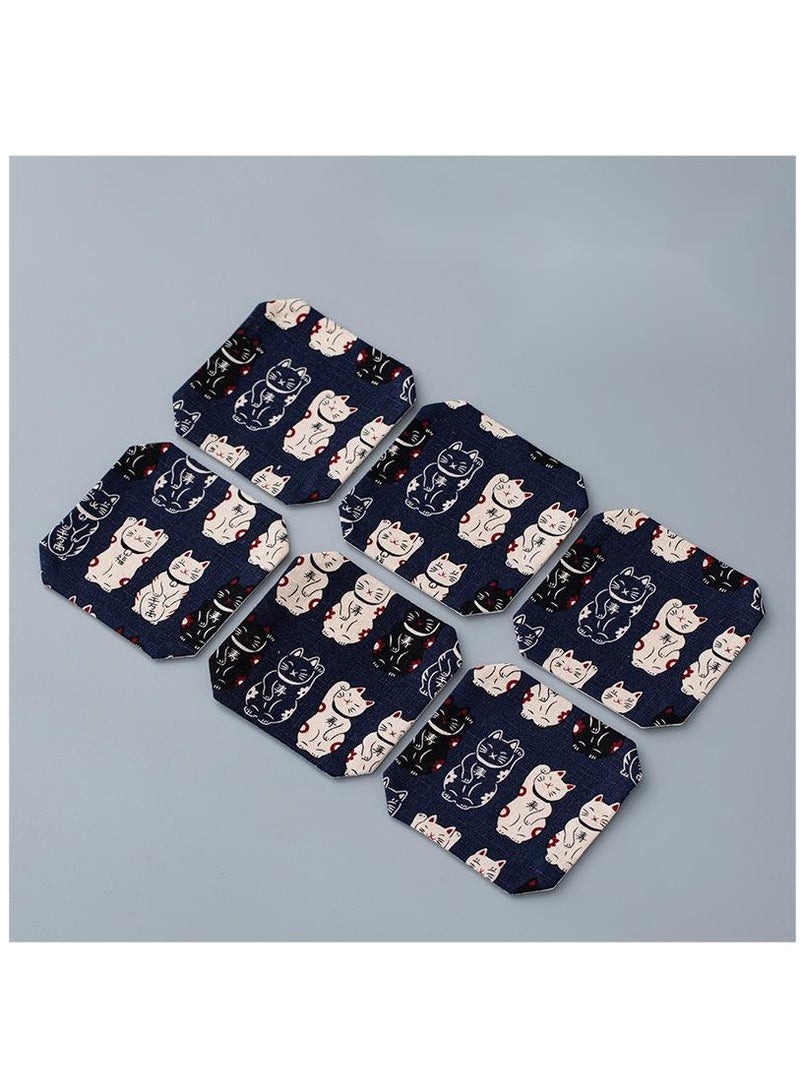 Y&D Chinese Style Cotton Linen Retro Water Absorbing Double Layer Thickened Cup Holder Fabric Embroidered Tea Cup Pad Fabric Art Cup Pad  - Image 1