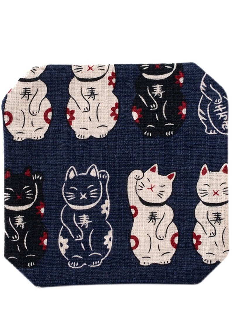 Y&D Chinese Style Cotton Linen Retro Water Absorbing Double Layer Thickened Cup Holder Fabric Embroidered Tea Cup Pad Fabric Art Cup Pad  - Image 2