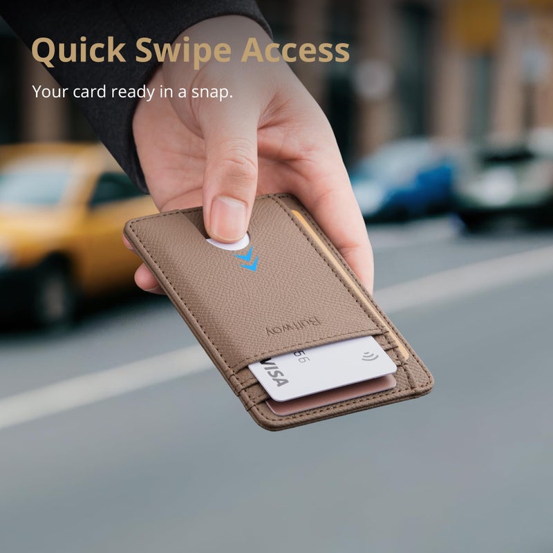 Buffway Slim Minimalist Front Pocket RFID Blocking Leather Wallets for Men and Women - Galaxy Maroon - Image 4