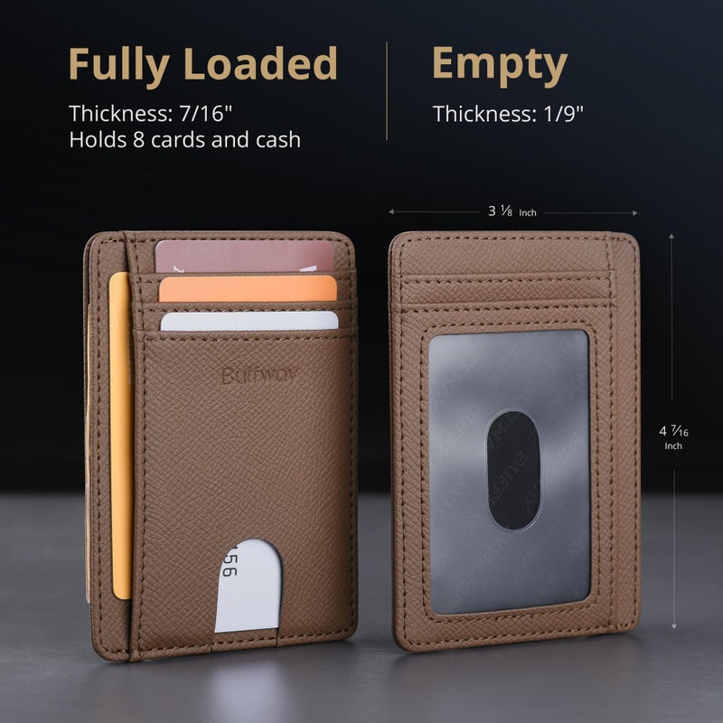 Buffway Slim Minimalist Front Pocket RFID Blocking Leather Wallets for Men and Women - Galaxy Maroon - Image 5