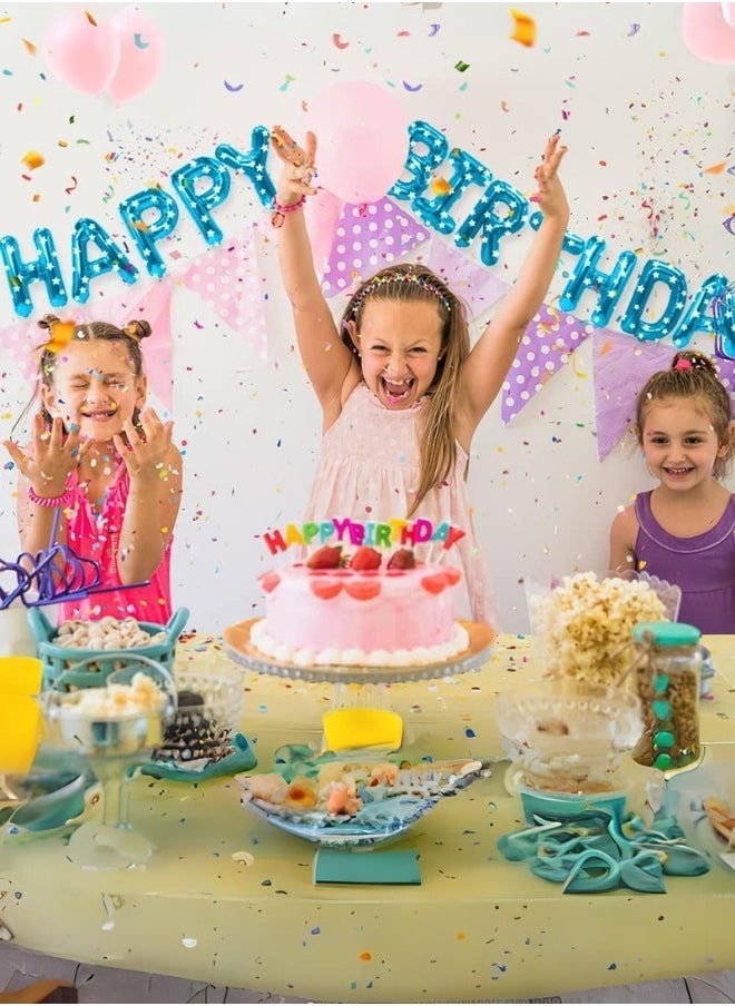 INSX HAPPY BIRTHDAY Balloon Set - 16 Inch Letter Balloons with Straw and Ribbon - Easy to Inflate and Hang - Durable and Reusable - Perfect for Birthday Party Decorations (Blue Color Star Design) - Image 3