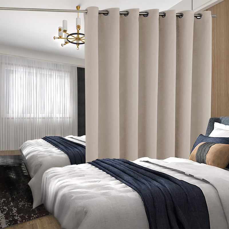 BGment Sliding Door Curtain for Patio 84 Inch Long, Extra Wide Room Divider Room Darkening Curtain for Bedroom, Blackout Thermal Insulated Privacy Window Drape, 1 Panel, Camel, 100 Inches Wide - Image 3