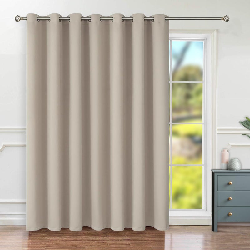 BGment Sliding Door Curtain for Patio 84 Inch Long, Extra Wide Room Divider Room Darkening Curtain for Bedroom, Blackout Thermal Insulated Privacy Window Drape, 1 Panel, Camel, 100 Inches Wide - Image 1