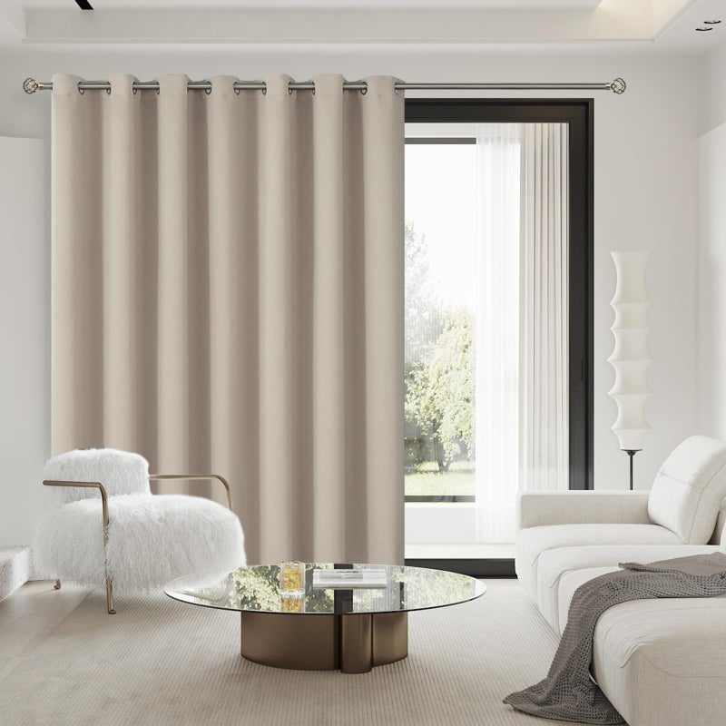 BGment Sliding Door Curtain for Patio 84 Inch Long, Extra Wide Room Divider Room Darkening Curtain for Bedroom, Blackout Thermal Insulated Privacy Window Drape, 1 Panel, Camel, 100 Inches Wide - Image 2