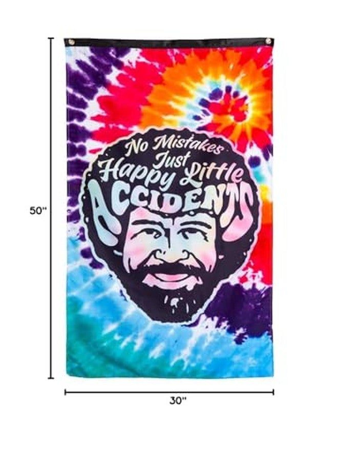 Calhoun Officially Licensed Bob Ross Happy Little Accidents Tie Dye Tapestry Wall Banner - 30" by 50" - Image 2