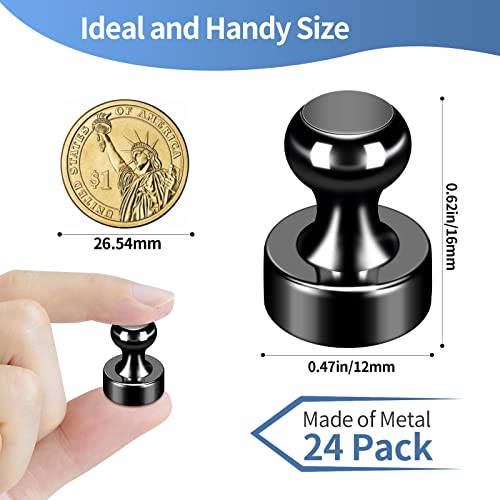 GOOZADA 24 Pack Black Fridge Magnets,Strong Refrigerator Magnets,Magnetic Push Pins for Whiteboard,Office,Classroom,Kitchen,Lockers - Image 2