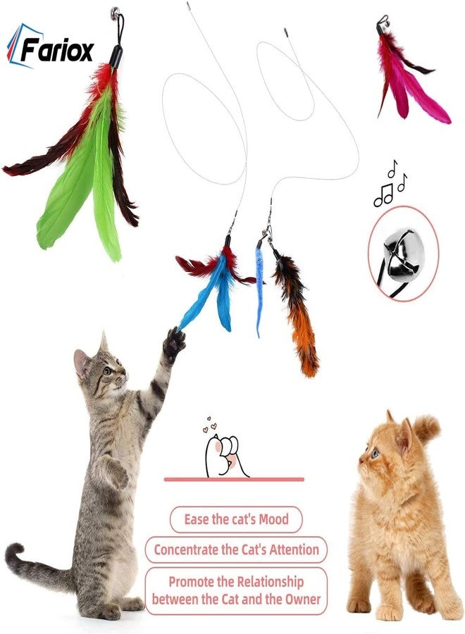 Fariox Feather Teaser Cat Toy, 1 Pcs Retractable Interactive Cat Teaser Rods, 10 Pcs Replacement Colorful Feather Refills with Bells, Feather Dangler Funny Exercise for Indoor Cat Kitten Catcher - Image 4