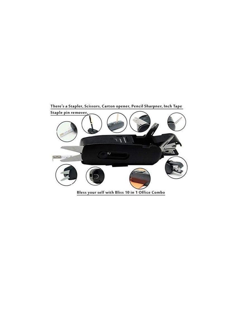 Office Combo 10 in1 Toolkit Scissors Measurig Tape Stapler Opener Punch Ruler  - Image 3