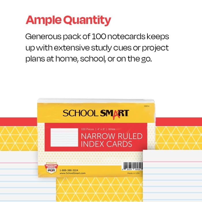 School Smart بطاقة فهرس مدرسي ذكية، 4 × 6 بوصات، 90 رطل، بيضاء، عبوة من 100 - Image 5