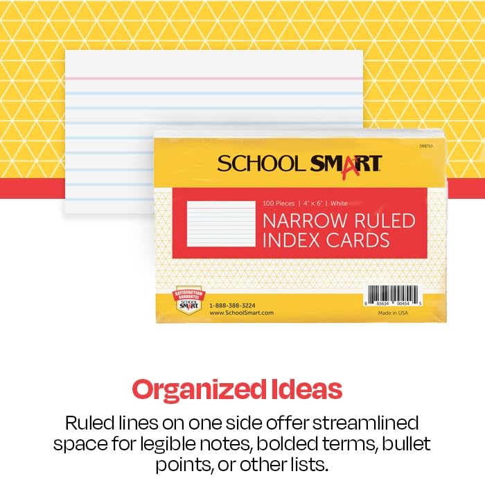 School Smart بطاقة فهرس مدرسي ذكية، 4 × 6 بوصات، 90 رطل، بيضاء، عبوة من 100 - Image 4