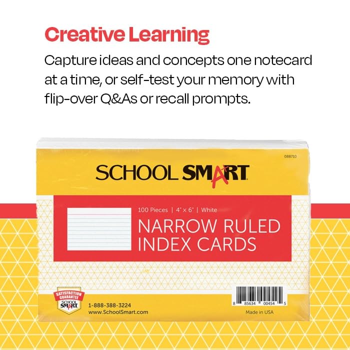 School Smart بطاقة فهرس مدرسي ذكية، 4 × 6 بوصات، 90 رطل، بيضاء، عبوة من 100 - Image 3