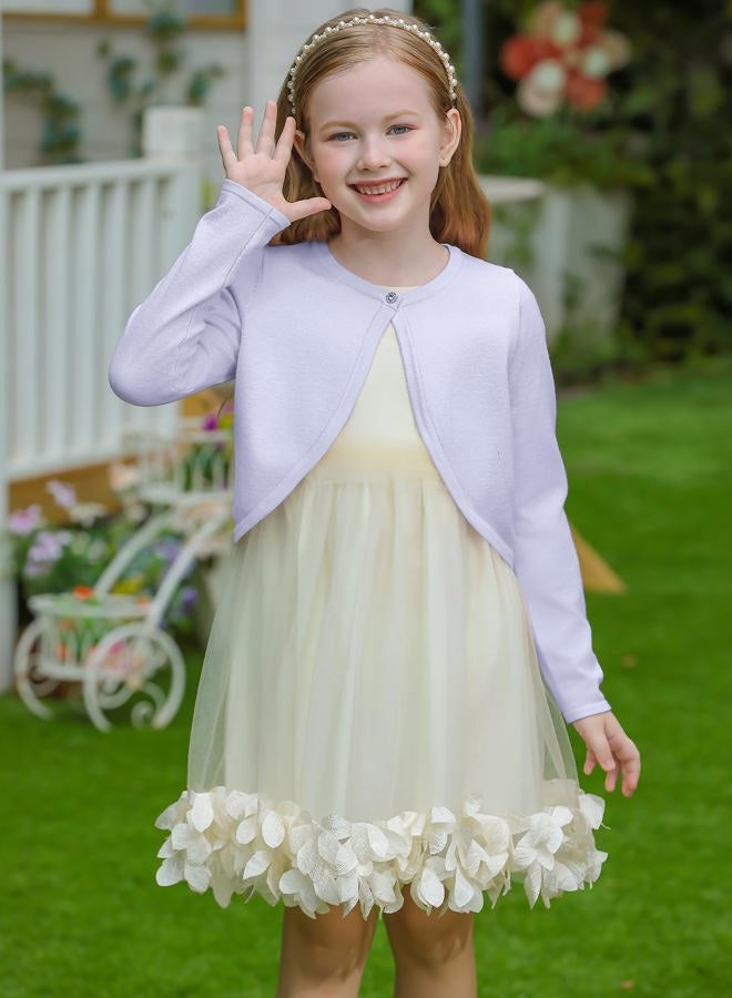 Yekaty Girls Sweaters Long Sleeve Cardigan Bolero Shrugs Button Down Closure Cover Up Tops for Toddler Kids 4-12 Years, White, 10-11 Years - Image 2