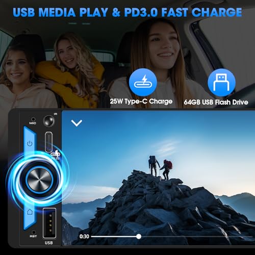 AKAMATE Wireless Single Din CarPlay Stereo: 6.5 Inch Wireless Android Auto Touchscreen Radio for Car - Bluetooth Incell Display 300W 4.2 CHN 2 Subwoofer Outputs USB Type-C Fast Charge SWC - Image 5
