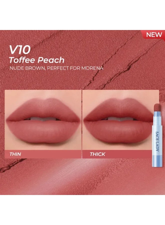 SACE LADY Waterproof Air Cushion Lip & Cheek Cream – Matte Velvet, Non-Sticky, Long-Lasting Makeup – Shade V10 Toffee Peach - Image 1