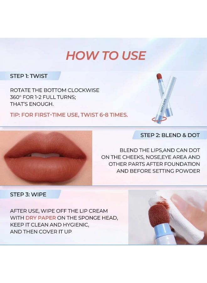 SACE LADY Waterproof Air Cushion Lip & Cheek Cream – Matte Velvet, Non-Sticky, Long-Lasting Makeup – Shade V10 Toffee Peach - Image 5