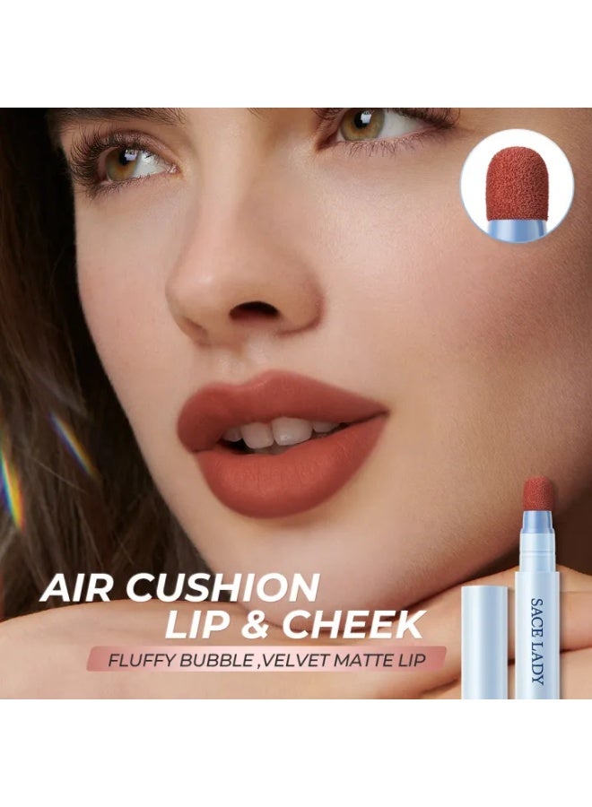 SACE LADY Waterproof Air Cushion Lip & Cheek Cream – Matte Velvet, Non-Sticky, Long-Lasting Makeup – Shade V10 Toffee Peach - Image 4