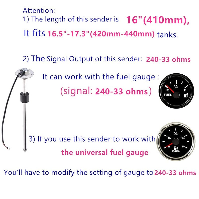 100TECH Marine Fuel Sending Unit Float Replacement 16" (410mm) for Boat, RV, and Vehicle - Image 4