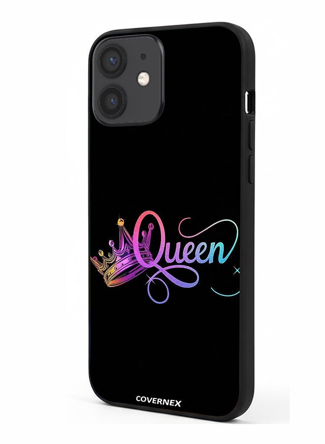 Covernex Apple iPhone 12 Mini Protective Case Cover Printed Featuring The Queen with Holographic Crown - Image 1