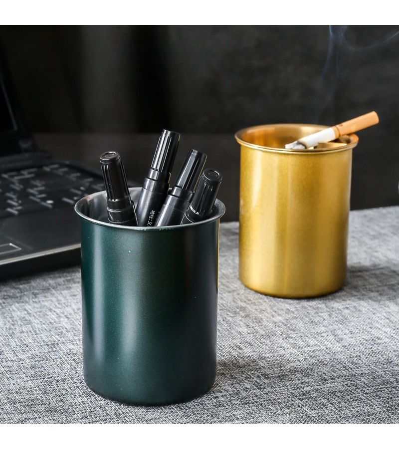 Stainless Steel Funnel Ashtray with Lid Random Color For Home Office - Image 4
