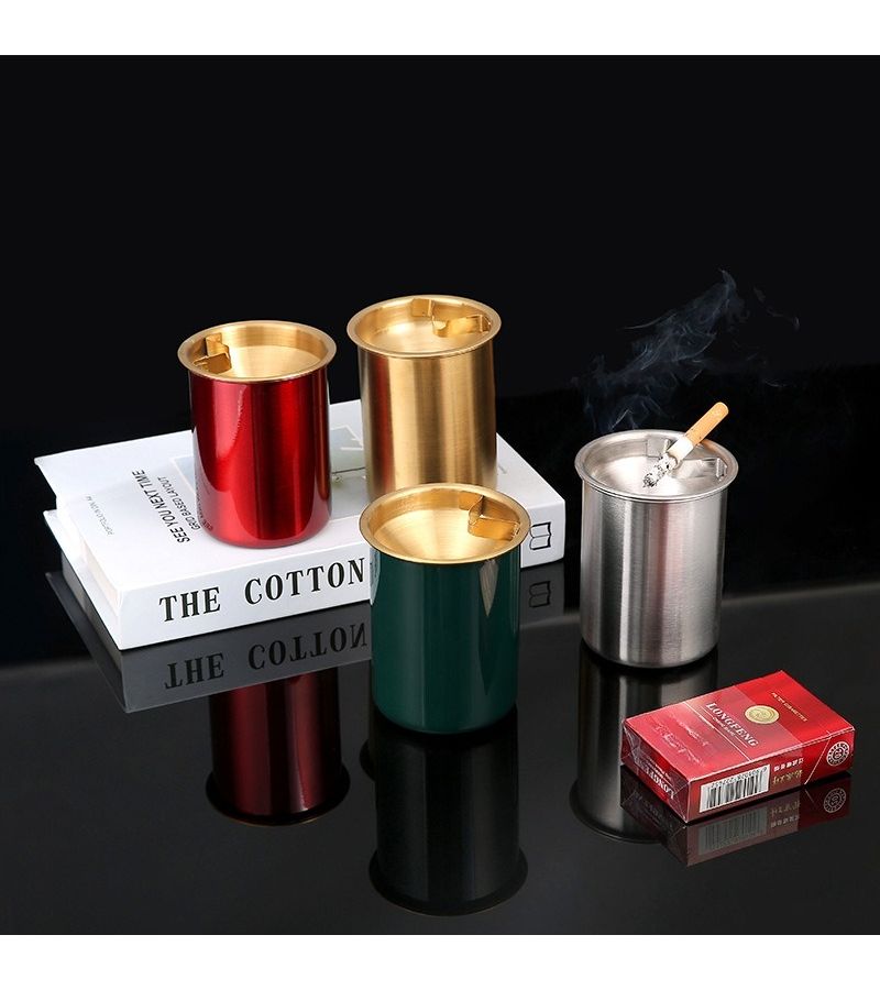 Stainless Steel Funnel Ashtray with Lid Random Color For Home Office - Image 3