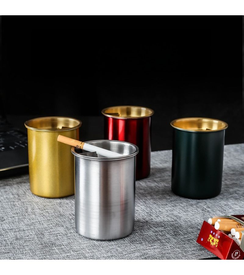 Stainless Steel Funnel Ashtray with Lid Random Color For Home Office - Image 2