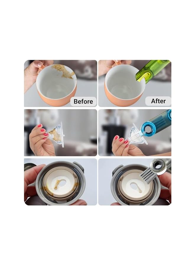 PROMASS Multifunctional Cleaning Brush 3 in 1, Tiny Cup Lid Detail Brush, U-Shaped Silicone Gap Cleaner, Straw Cleaner Tool Kit for Water Bottle, Glass, Tumbler - Image 5