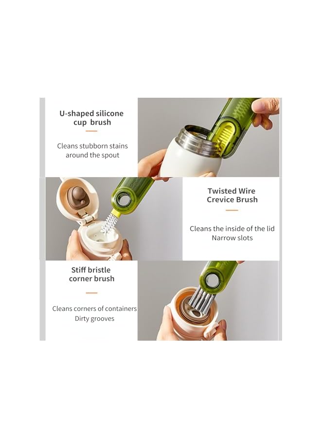 PROMASS Multifunctional Cleaning Brush 3 in 1, Tiny Cup Lid Detail Brush, U-Shaped Silicone Gap Cleaner, Straw Cleaner Tool Kit for Water Bottle, Glass, Tumbler - Image 3
