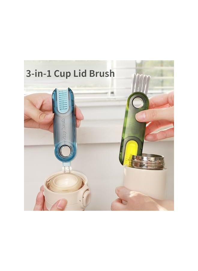 PROMASS Multifunctional Cleaning Brush 3 in 1, Tiny Cup Lid Detail Brush, U-Shaped Silicone Gap Cleaner, Straw Cleaner Tool Kit for Water Bottle, Glass, Tumbler - Image 2