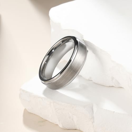 King Will 7mm Tungsten Ring for Men Silver Tungsten Wedding Band Matte Brushed Finish Comfort Fit Size 9.5 - Image 3